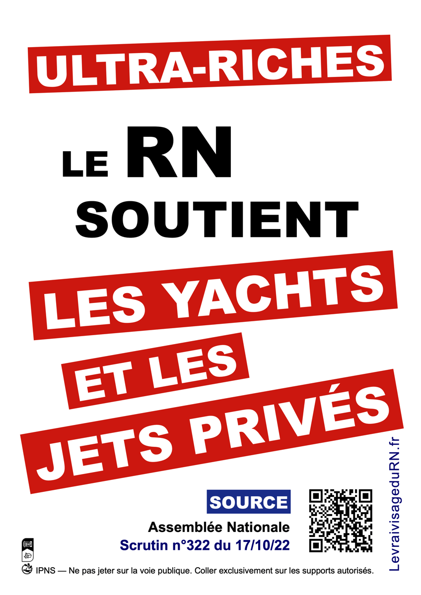 Le RN soutien les Yachts et les jets privés