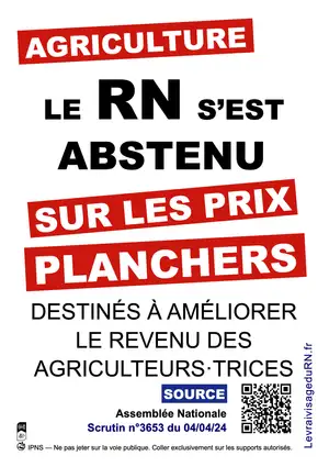 Le RN s'est abstenu sur les prix planchers agricoles