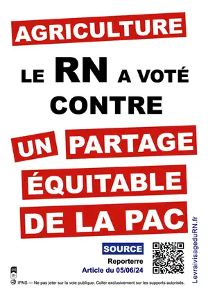 Le RN contre un partage équitable de la PAC
