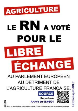 Le RN pour le libre échange agricole