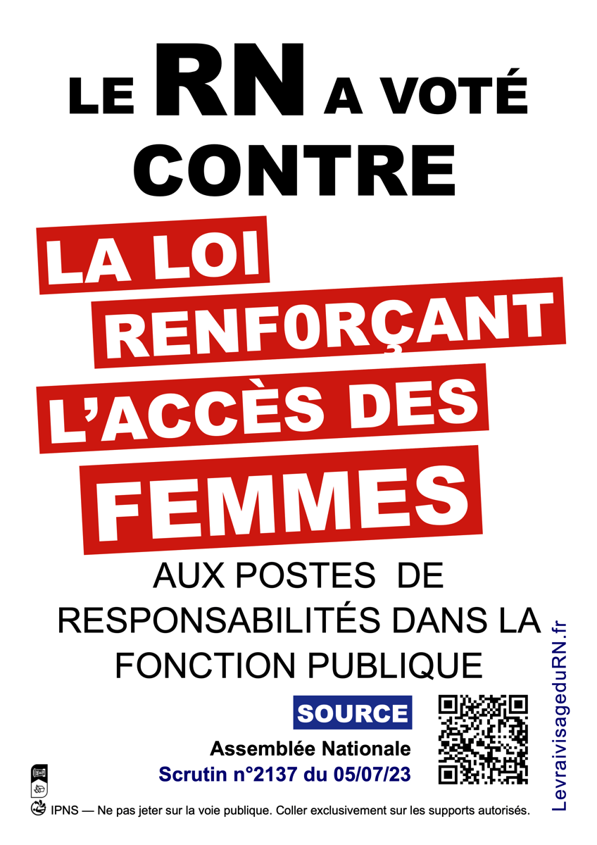 Le RN contre l'égalité Hommes/Femmes dans la fonction publique