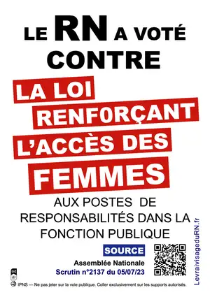 Le RN contre l'égalité Hommes/Femmes dans la fonction publique