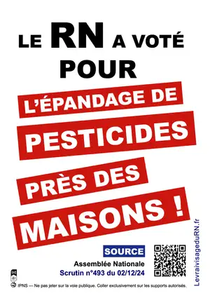 Poison, le RN a voté pour l'épandage de pesticides