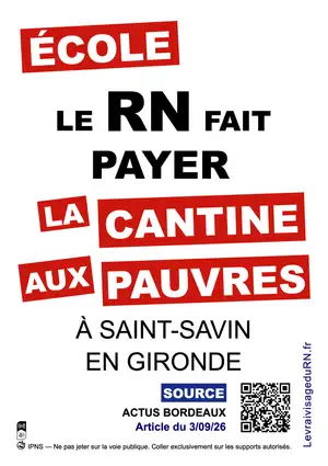 Le RN fait payer la cantine scolaire aux pauvres