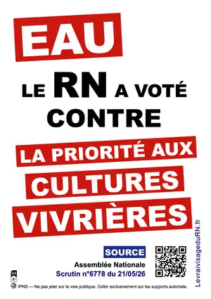 Eau : le RN a voté contre un accès prioritaire pour l'alimentation humaine