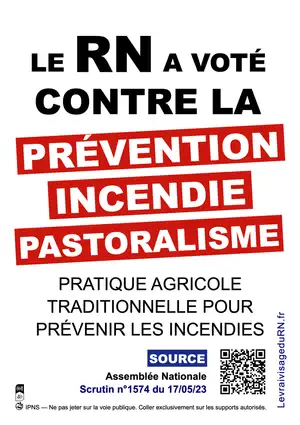 Le RN a voté contre la prévention incendie au moyen du pastoralisme