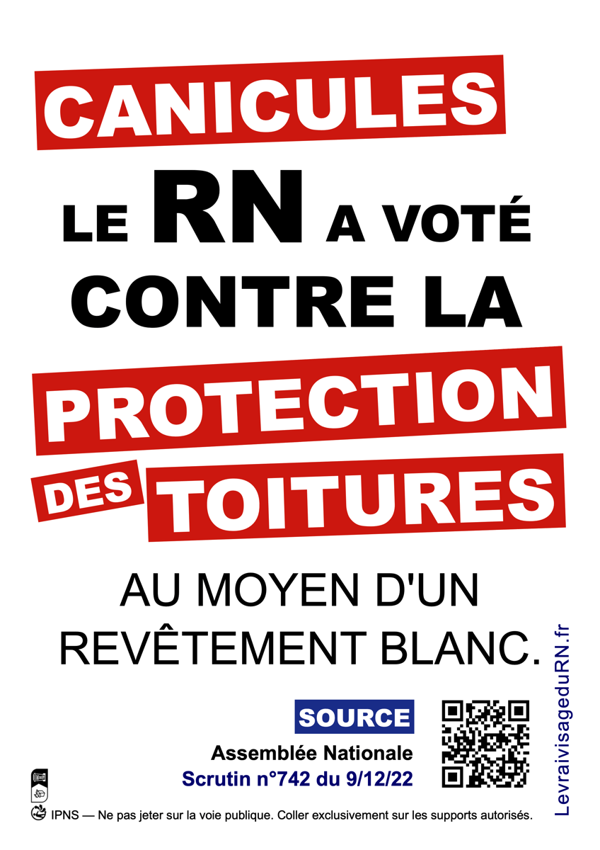 Le RN a voté contre la protection des toitures au moyen d'un revêtement blanc