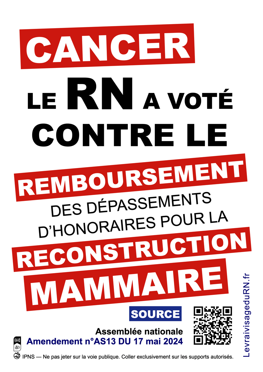 Cancer : Le RN a voté contre le remboursement des dépassements d'honoraires pour la reconstruction mammère