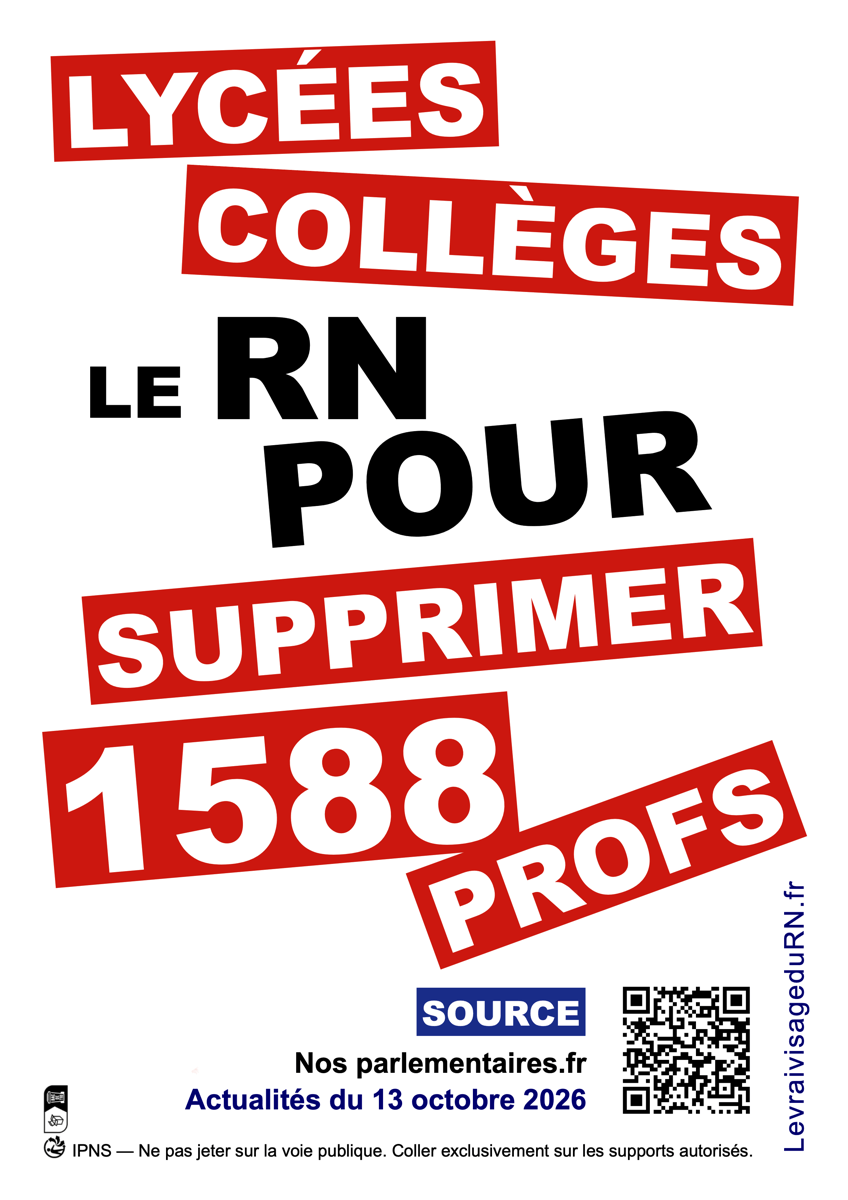 Lycées et Collège : le RN pour supprimer 1588 profs titulaires