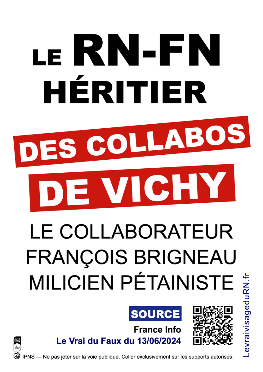 Le RN-FN hérite du régime collaborationniste de VICHY